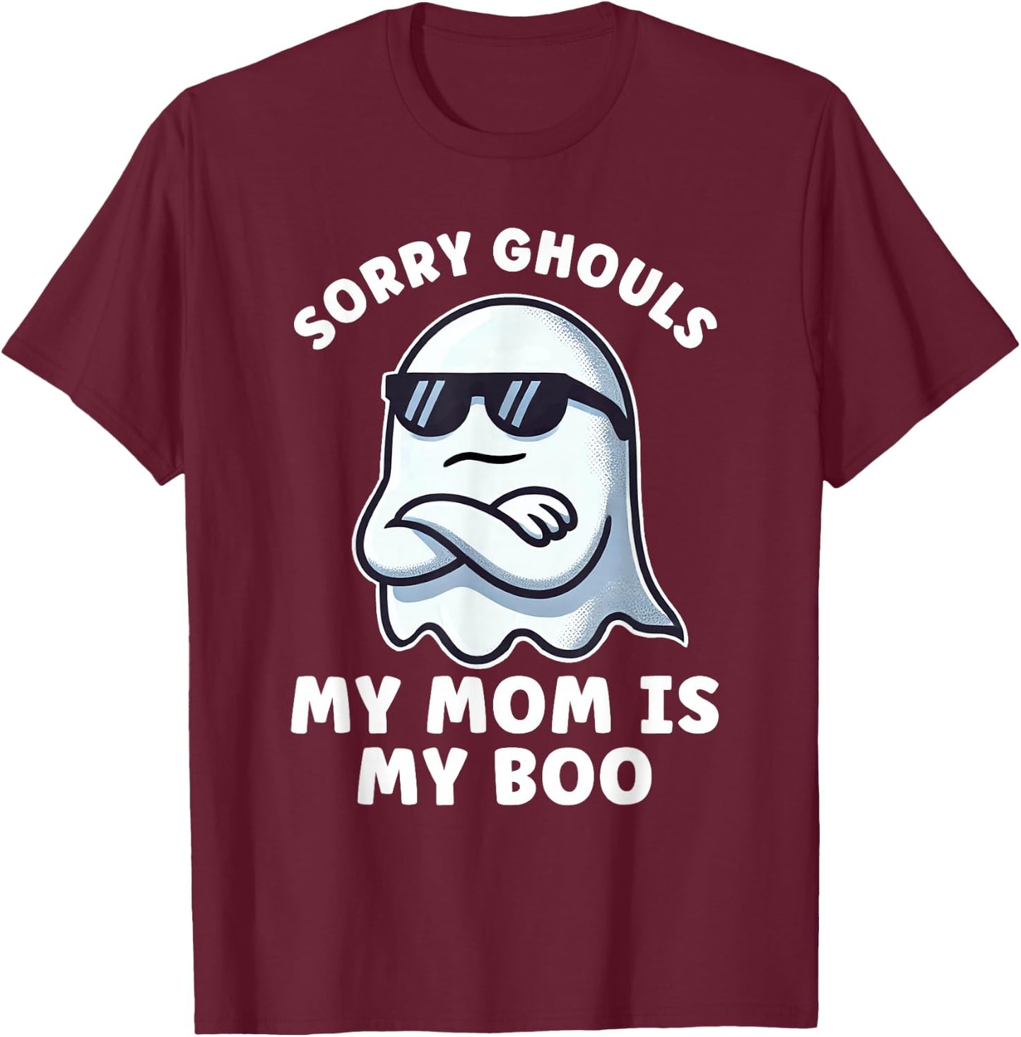 Halloween Ghost My Mama is my Boo Boys Kids Mom is my Boo T-Shirt - T-Shirt | Maroon
