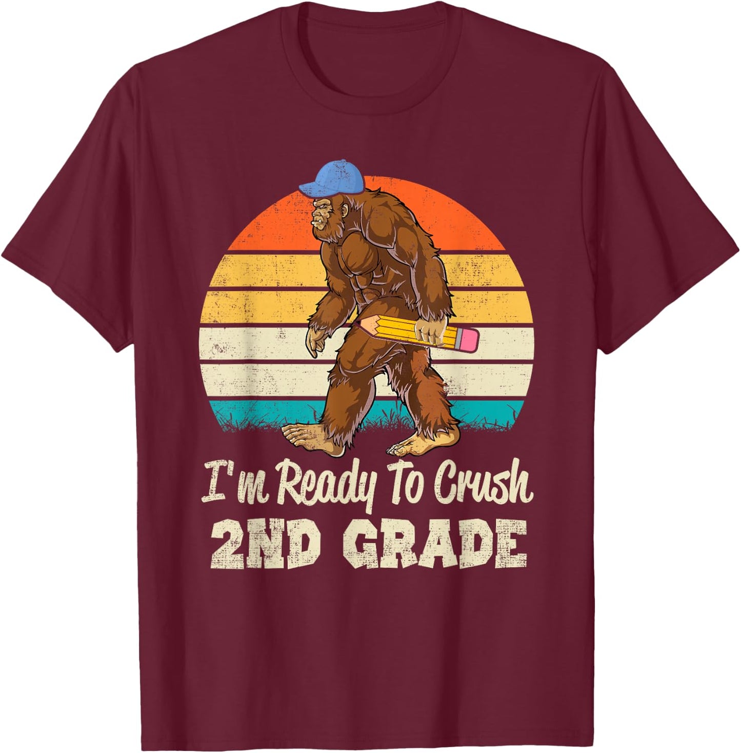 2nd Grade Bigfoot Sasquatch First Day Of School Second Grade T-Shirt - T-Shirt | Maroon