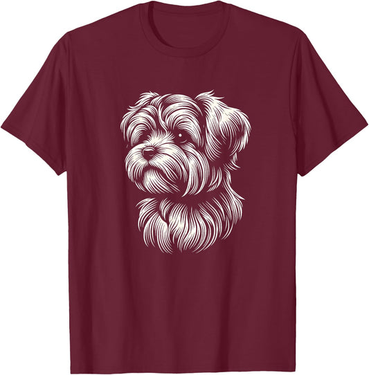 Morkie Dog Face Art Design And Men T-Shirt - T-Shirt | Maroon
