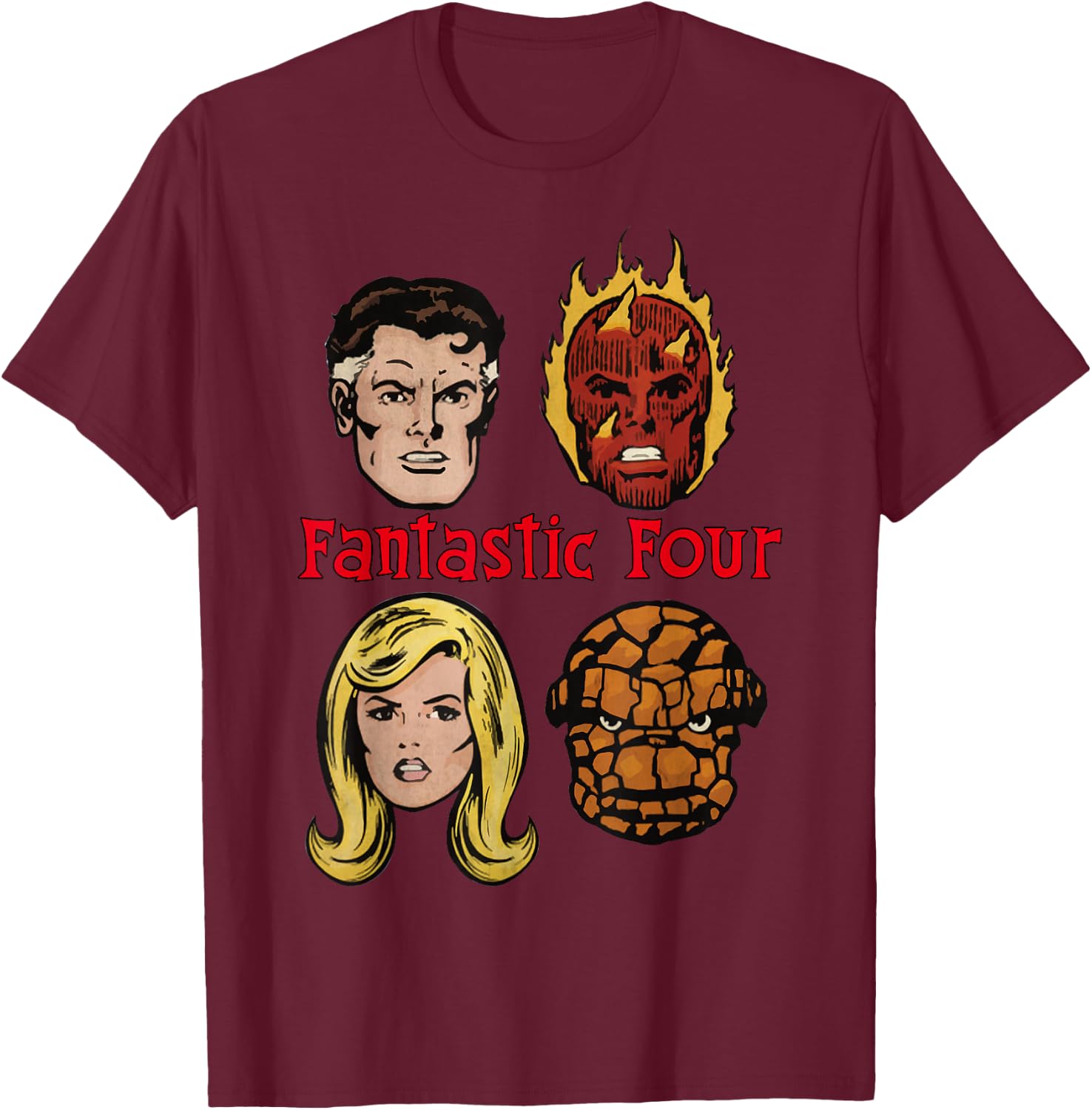 Marvel Fantastic Four Group Shot Comic Themed Poster T-Shirt - T-Shirt | Maroon