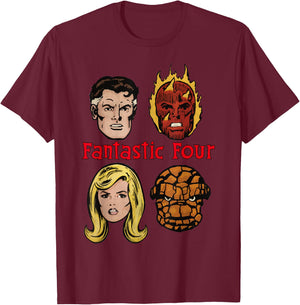 Marvel Fantastic Four Group Shot Comic Themed Poster T-Shirt - T-Shirt | Maroon