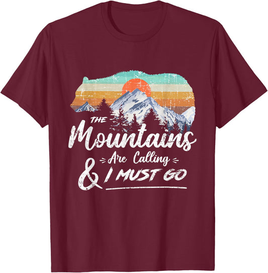 The Mountains are calling and i must go wild bear Sunset T-Shirt - T-Shirt | Maroon