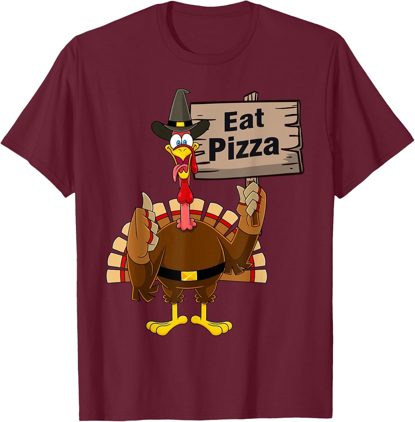 Turkey Eat Pizza Funny Thanksgiving Adult Vegan Kids Gifts T-Shirt - T-Shirt | Maroon