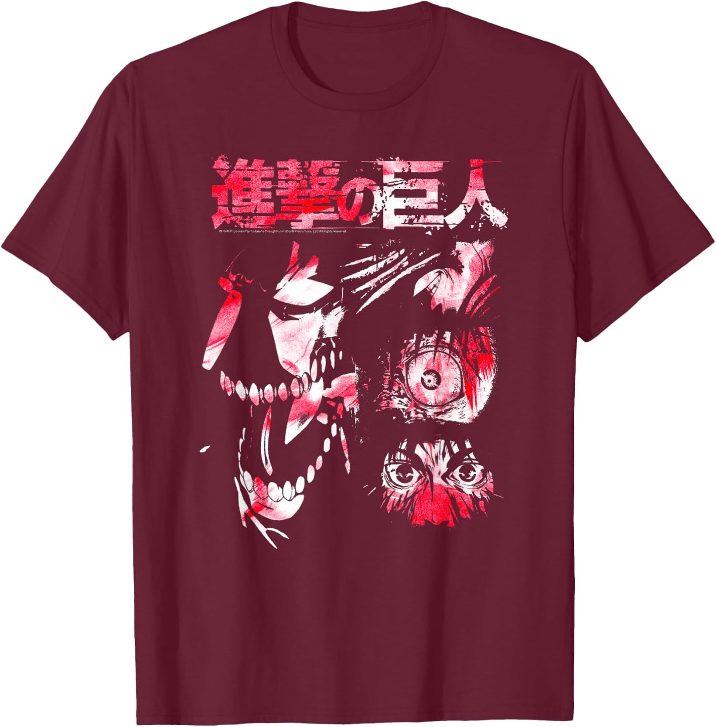 Attack on Titan Titan Transformation Watercolor Anime T-Shirt - T-Shirt | Maroon