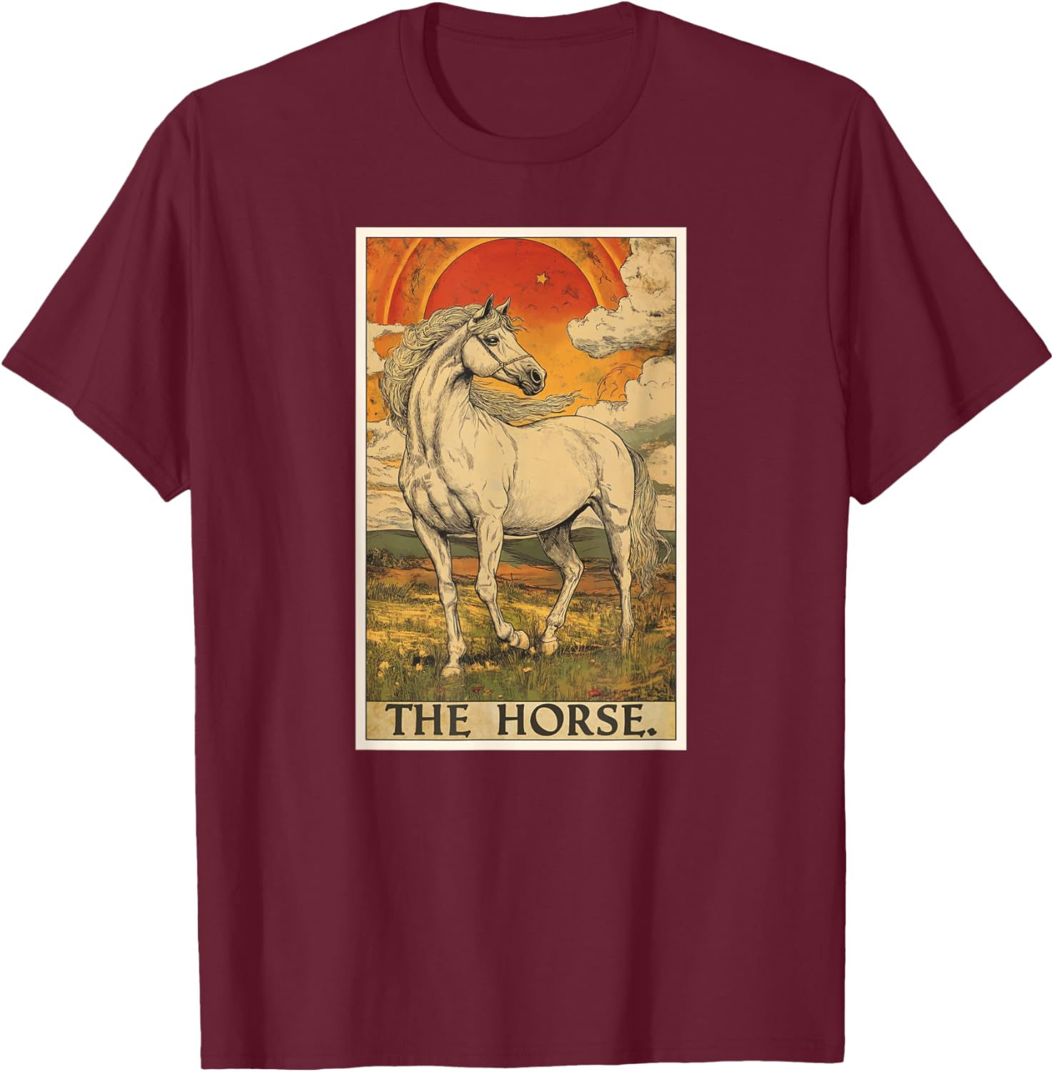 Horse Tarot Card Horses Horse T-Shirt - T-Shirt | Maroon