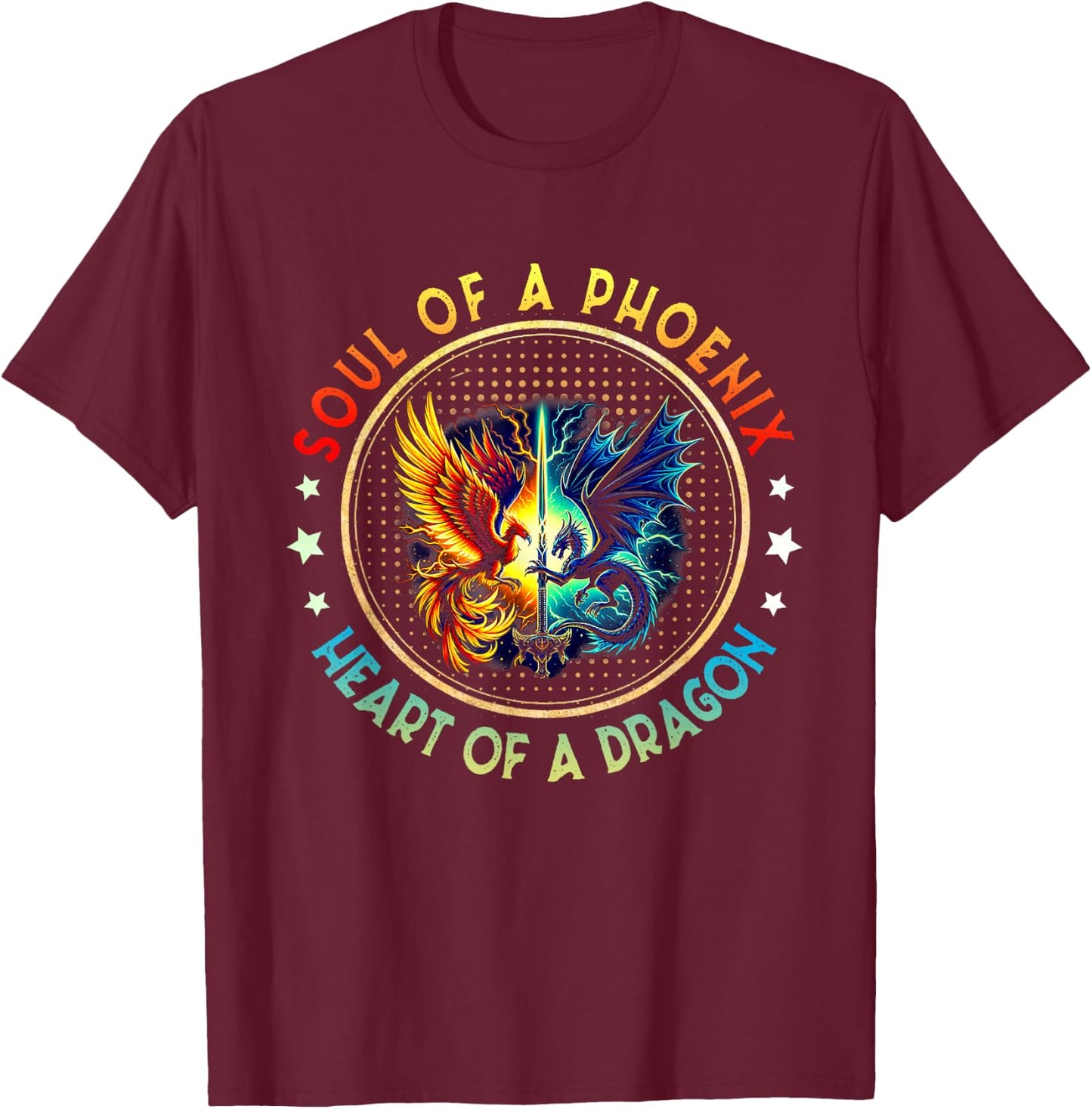 Soul Of Dragon Heart Of A Phoenix Women Kid T-Shirt - T-Shirt | Maroon
