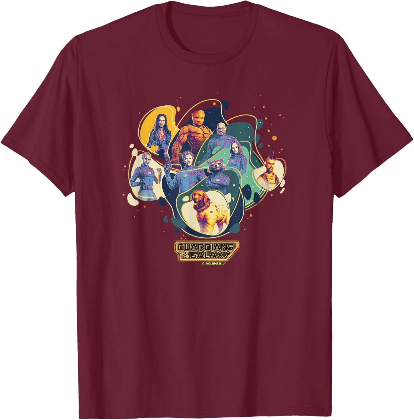Marvel Guardians of the Galaxy Vol. 3 Cosmic Group Shot T-Shirt - T-Shirt | Maroon