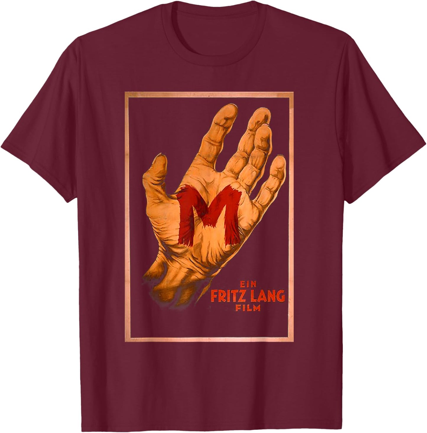 M - Silent Film Classic Mystery Thriller German Poster T-Shirt - T-Shirt | Maroon