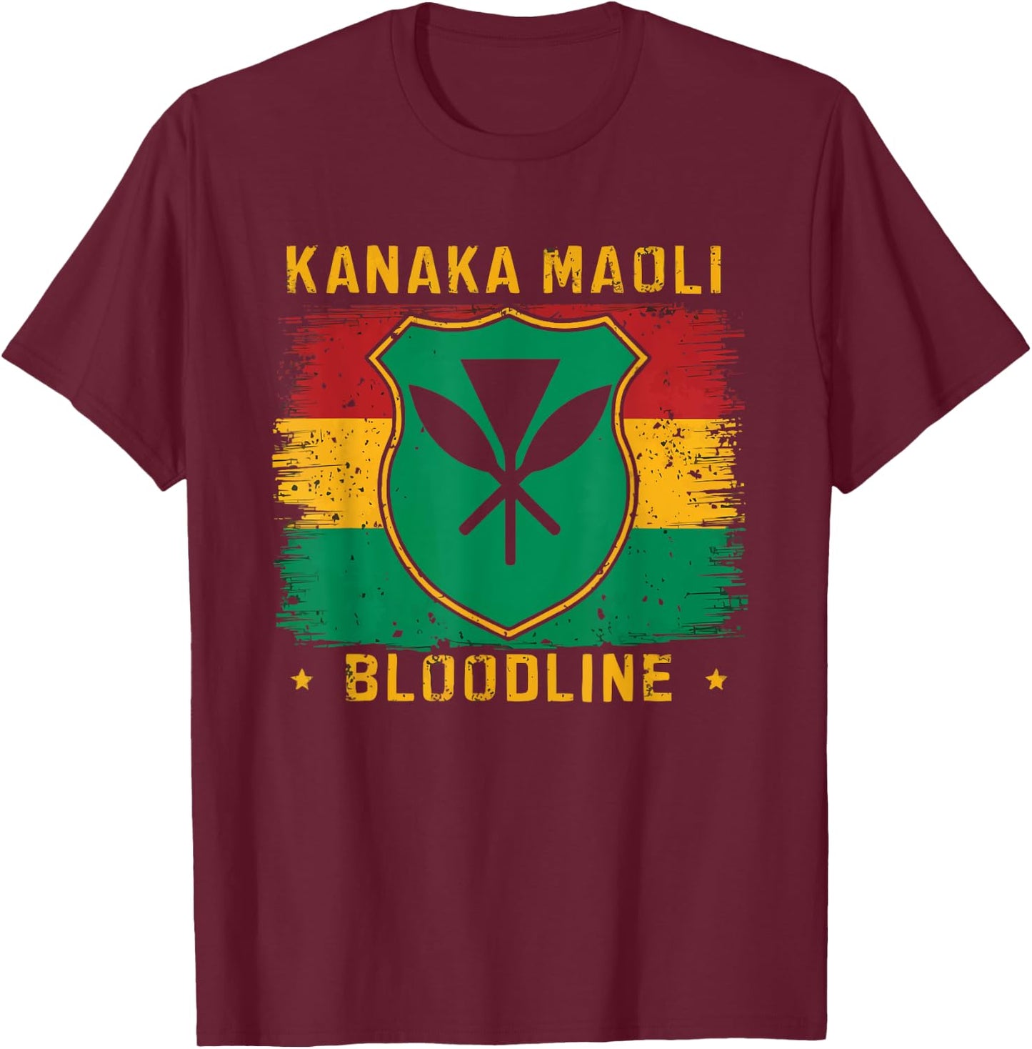 Kanaka Maoli Native Hawaiian Islands Hawaii Flag T-Shirt - T-Shirt | Maroon