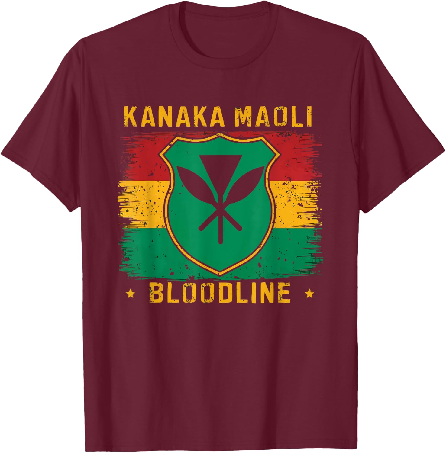 Kanaka Maoli Native Hawaiian Islands Hawaii Flag T-Shirt - T-Shirt | Maroon