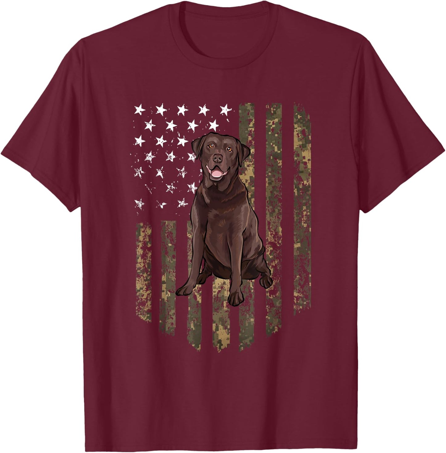 Camo American Flag Chesapeake Bay Retriever 4th Of July USA T-Shirt - T-Shirt | Maroon