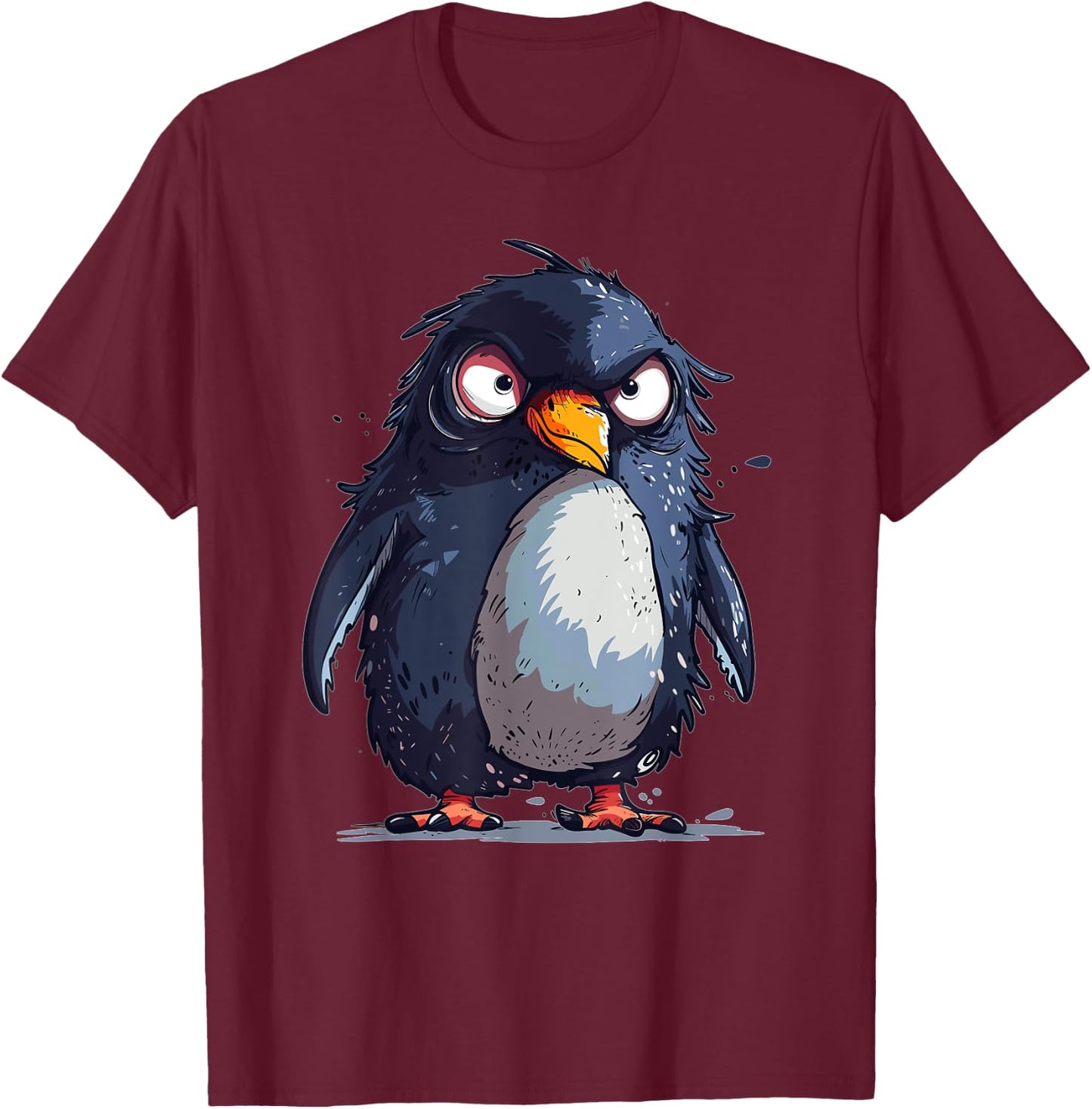 Grumpy Penguin T-Shirt - T-Shirt | Maroon