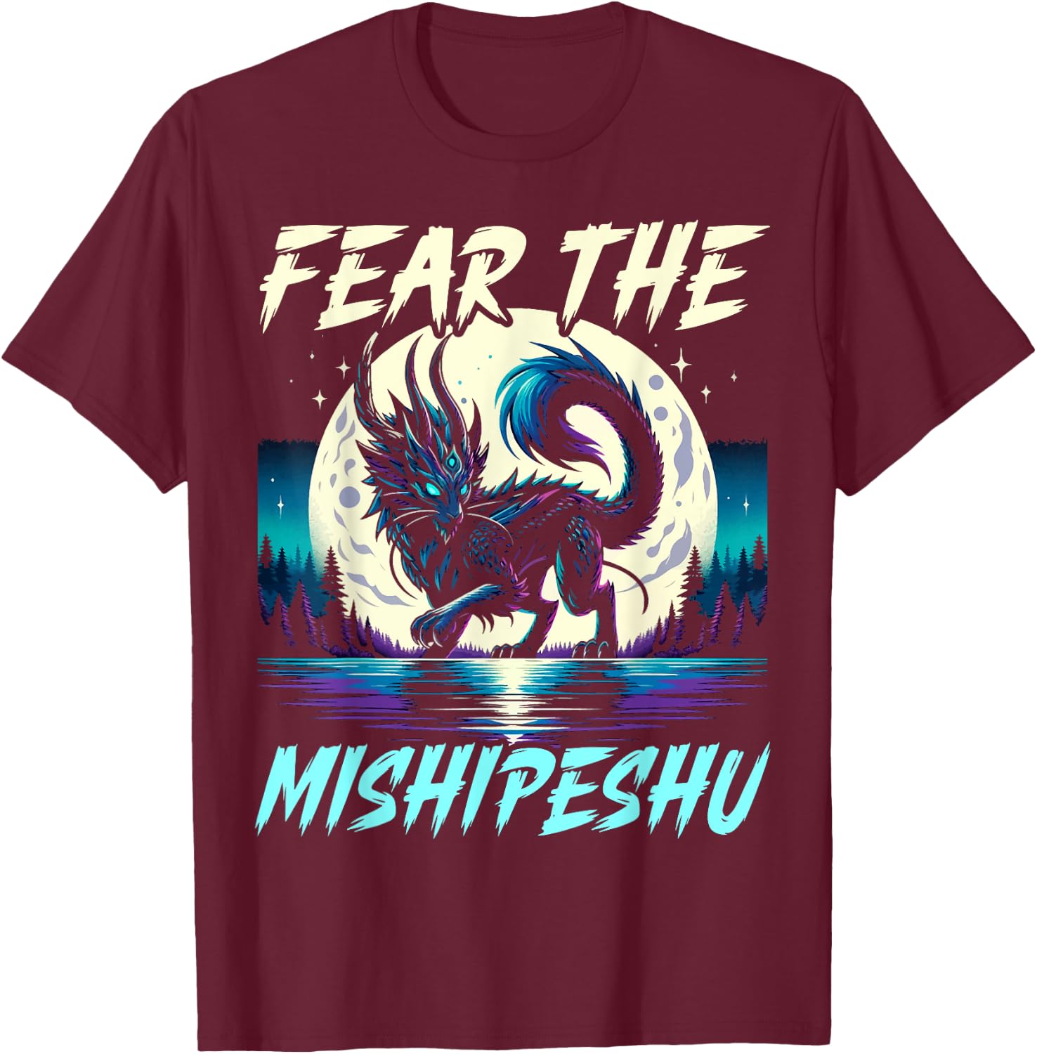Mishipeshu Mythical Creature Cryptozoology Cryptid T-Shirt - T-Shirt | Maroon