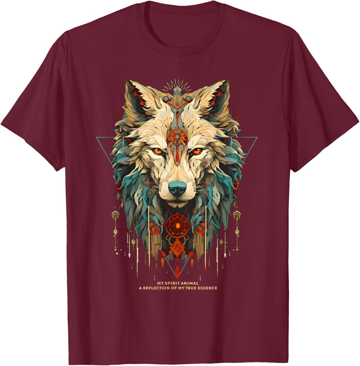 Wolf Spirit Animal Sacred Shaman Native American Clan T-Shirt - T-Shirt | Maroon