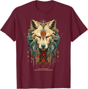 Wolf Spirit Animal Sacred Shaman Native American Clan T-Shirt - T-Shirt | Maroon