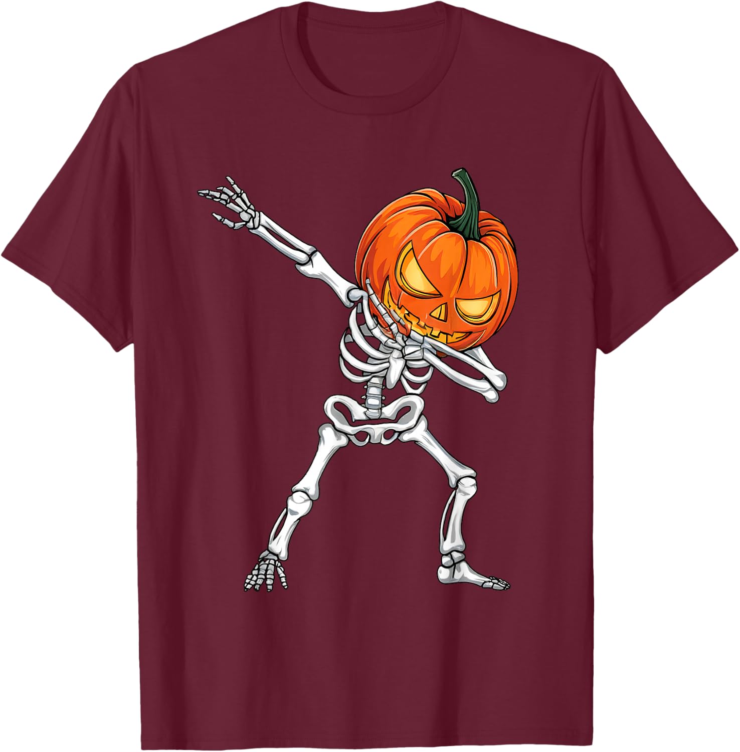 Dabbing Pumpkin Skeleton Halloween Dab Boys Teen Toddler Kid T-Shirt - T-Shirt | Maroon