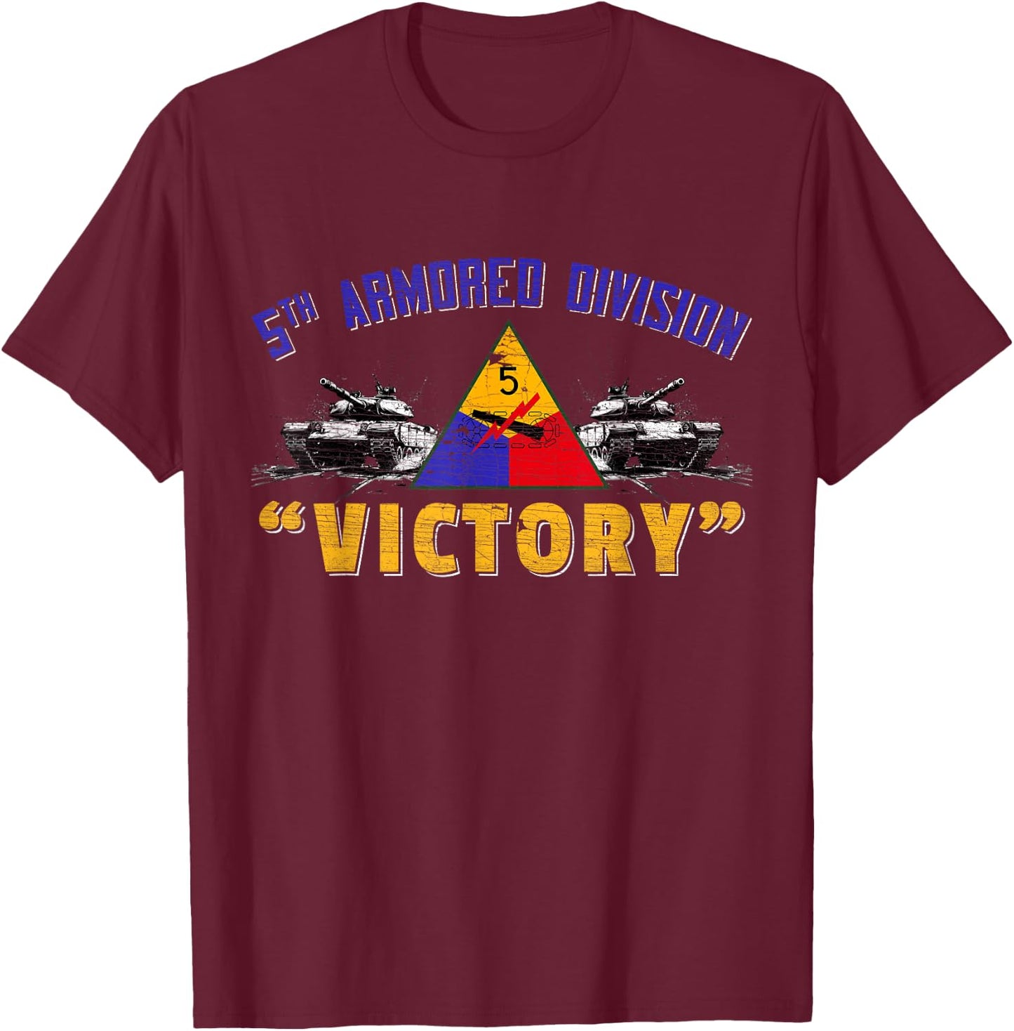 Veteran 5th Armored Division Victory Vintage Gifts T-Shirt - T-Shirt | Maroon