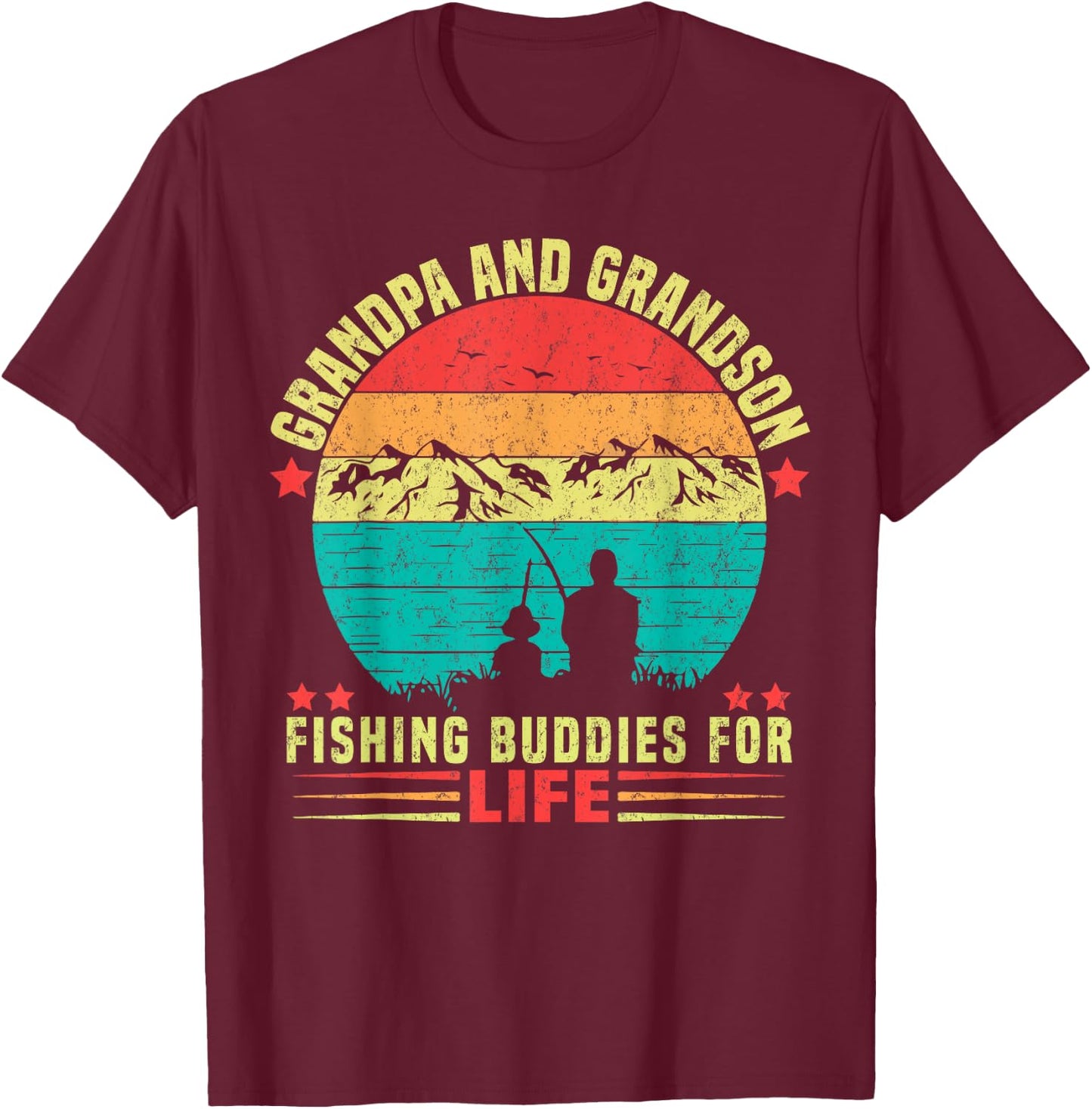 Grandpa And Grandson Fishing Buddies For Life T-Shirt - T-Shirt | Maroon