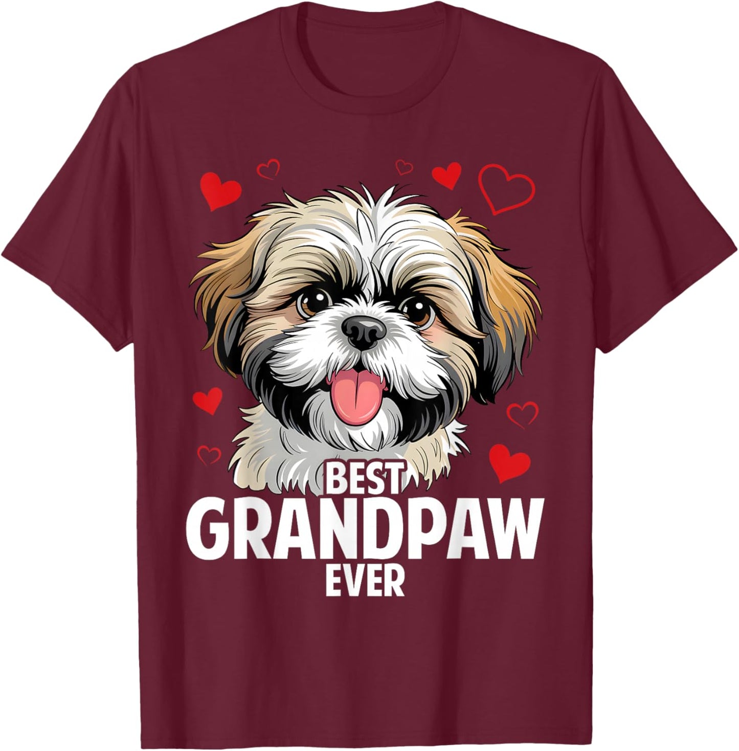 Best Grandpaw Ever Shih Tzu Dog Grandpa T-Shirt - T-Shirt | Maroon