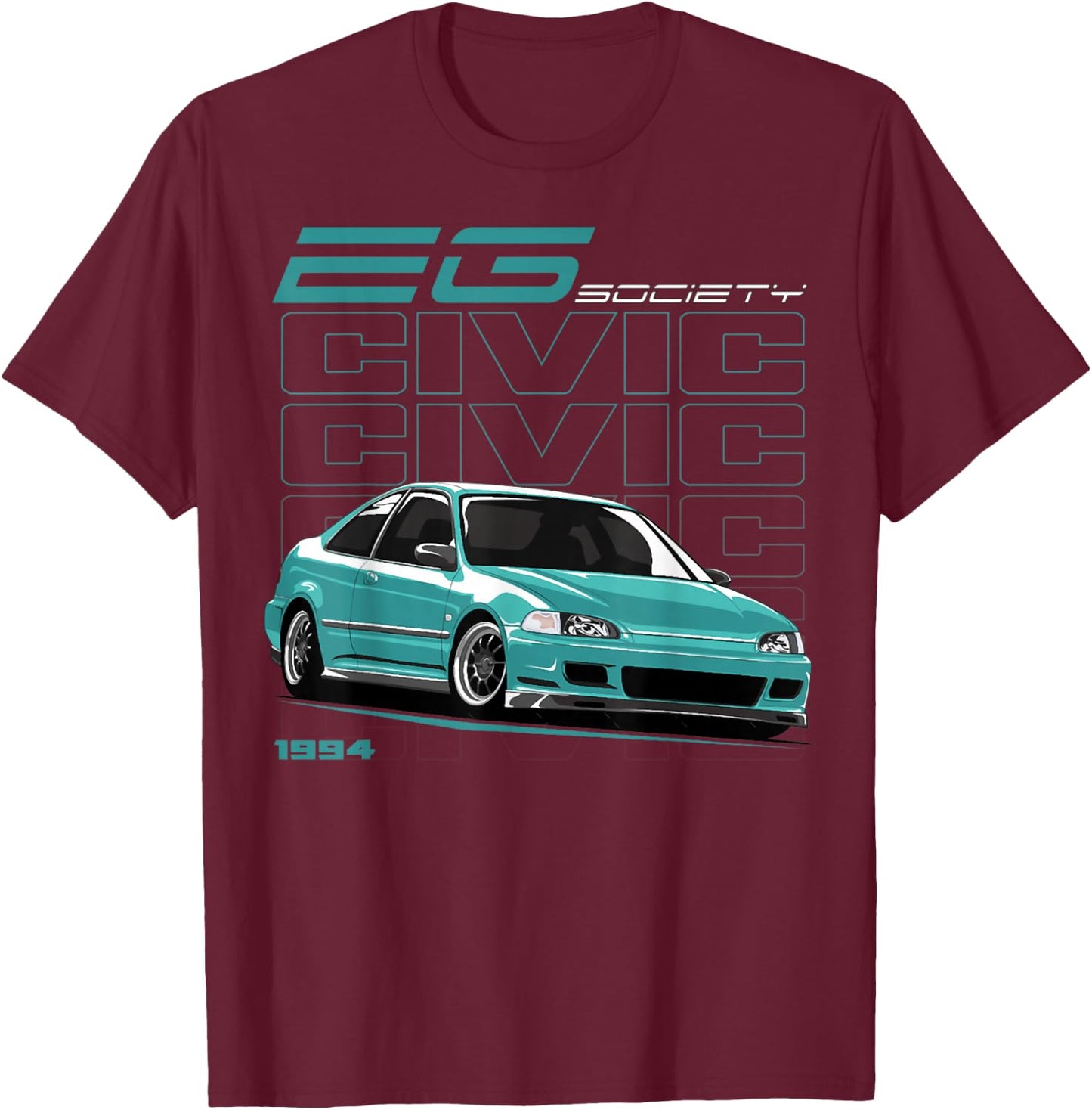 Civic Eg Car T-Shirt - T-Shirt | Maroon
