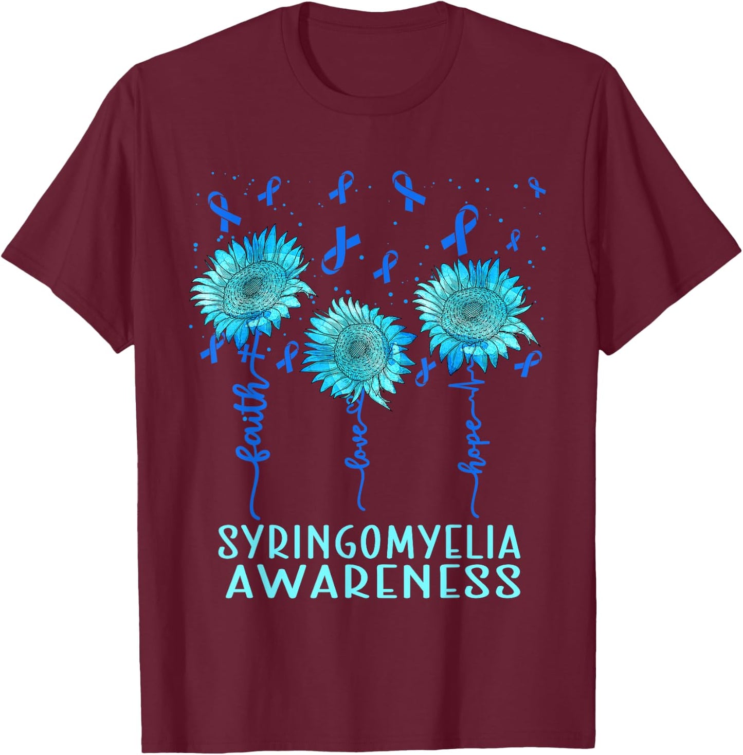 Syringomyelia Awareness, Faith love hope T-Shirt - T-Shirt | Maroon
