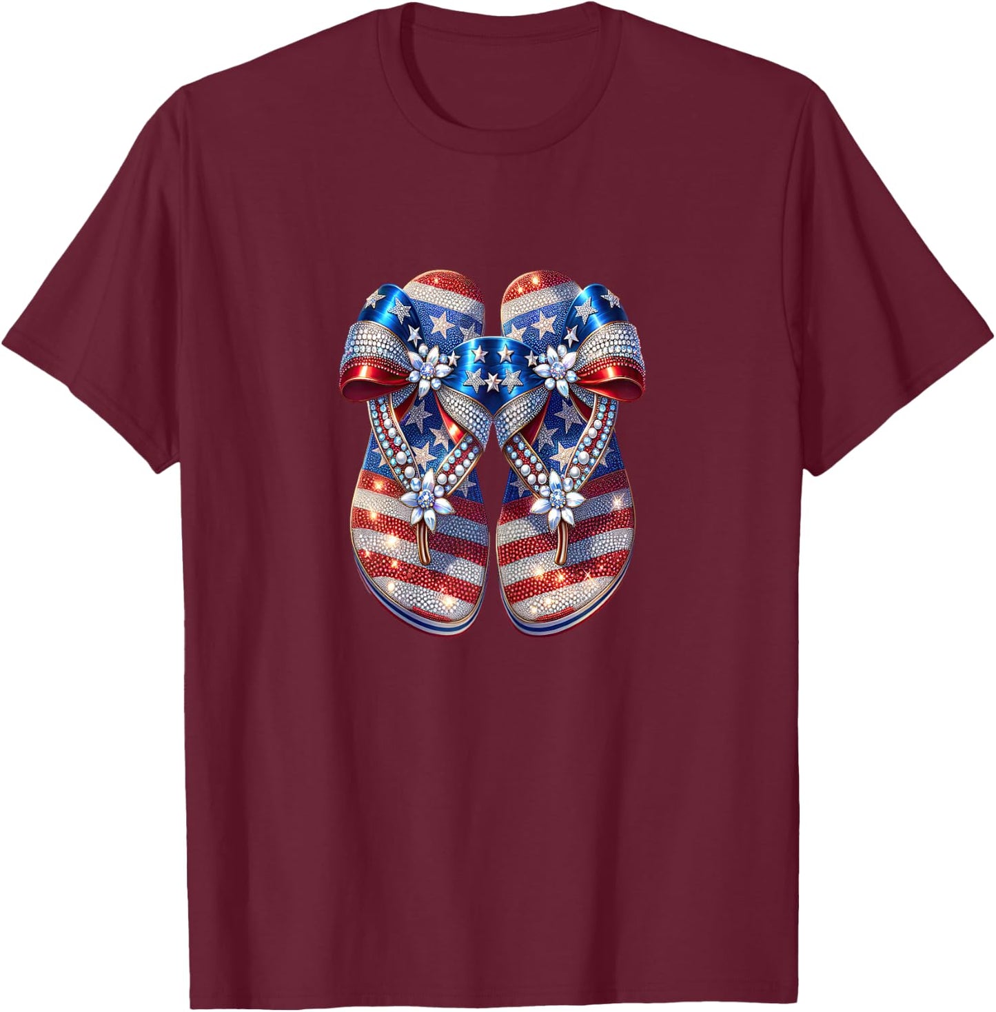 Patriotic USA Pride Red White Blue American Flag Design T-Shirt - T-Shirt | Maroon