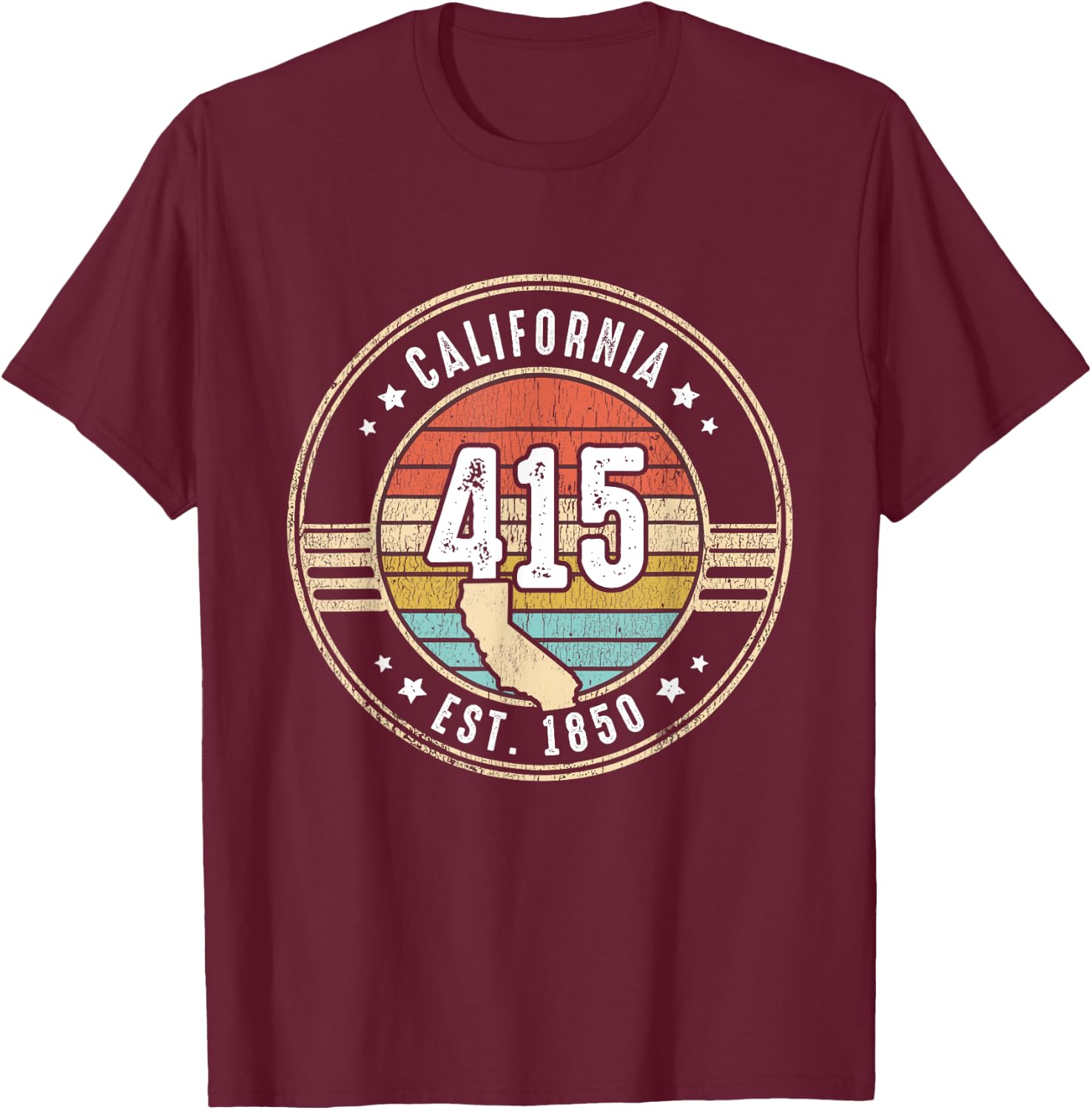 California Area Code 415 Home State Pride Souvenir T-Shirt - T-Shirt | Maroon