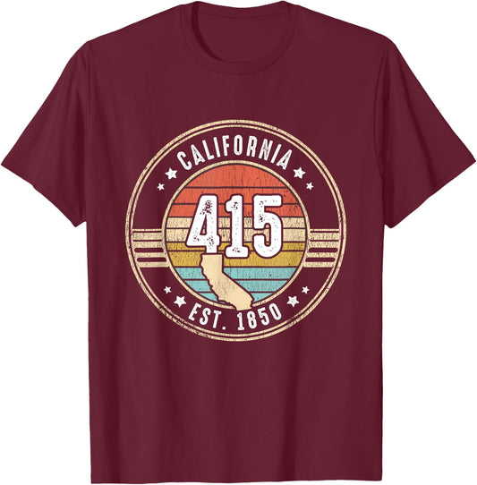 California Area Code 415 Home State Pride Souvenir T-Shirt - T-Shirt | Maroon