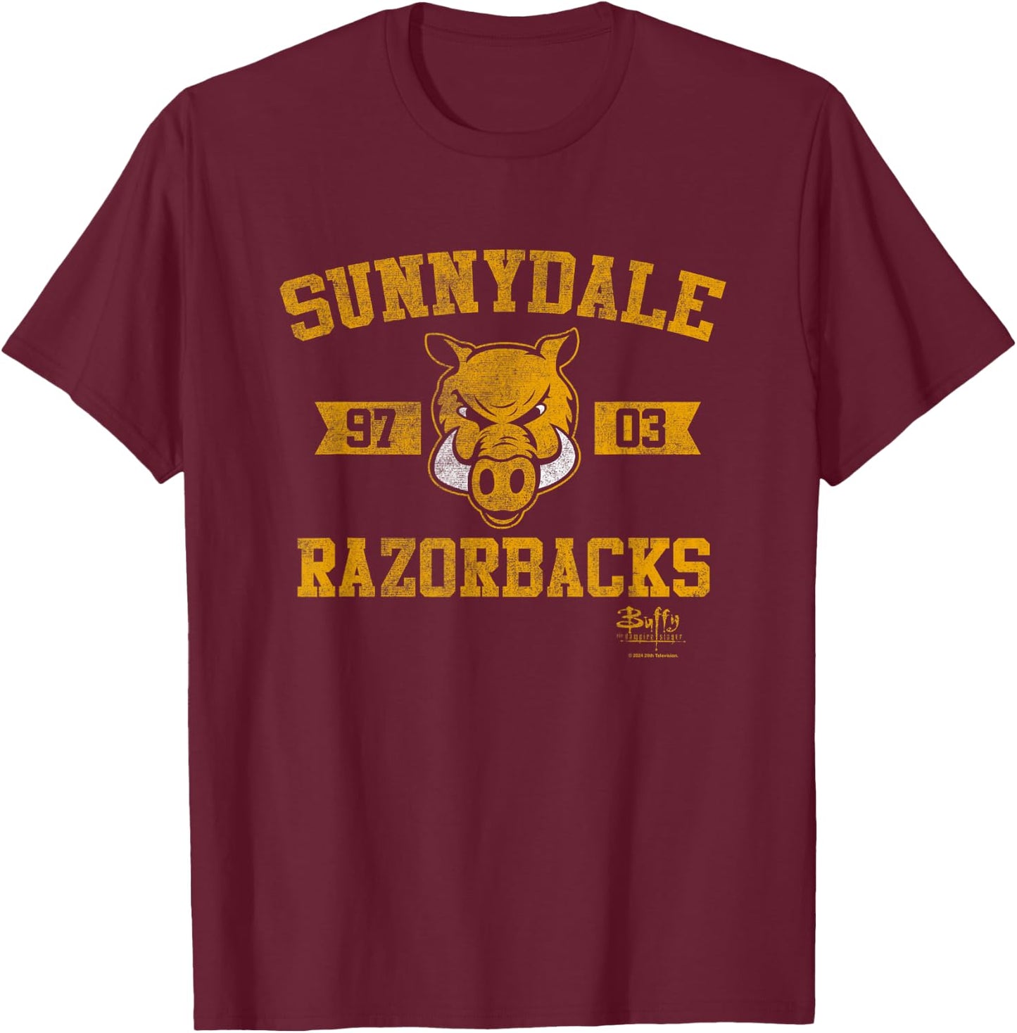Buffy The Vampire Slayer Sunnydale Razorbacks Collegiate T-Shirt - T-Shirt | Maroon