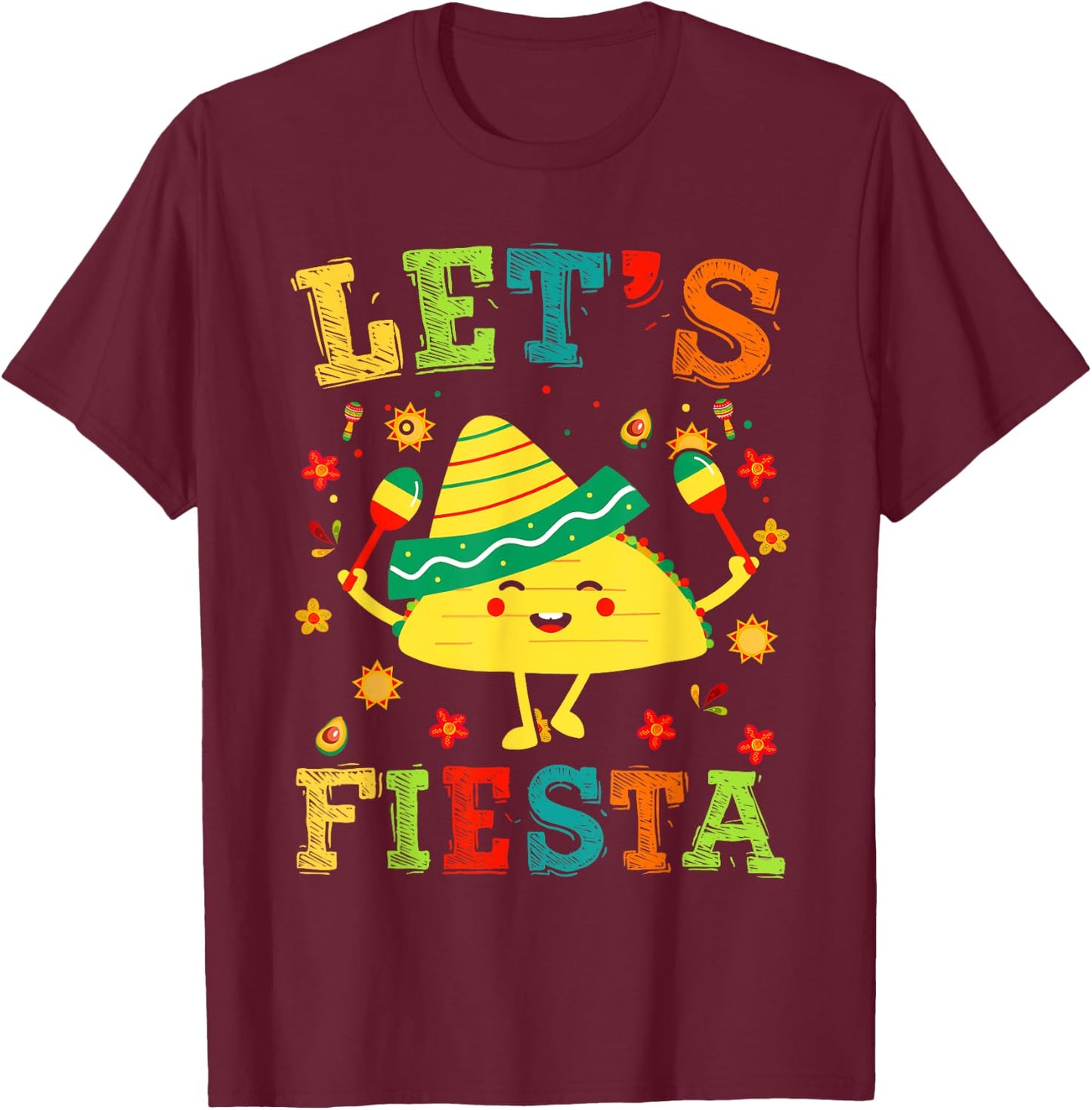 Let's Fiesta Taco Cinco De Mayo Boys Men Kids Mexican Party T-Shirt - T-Shirt | Maroon