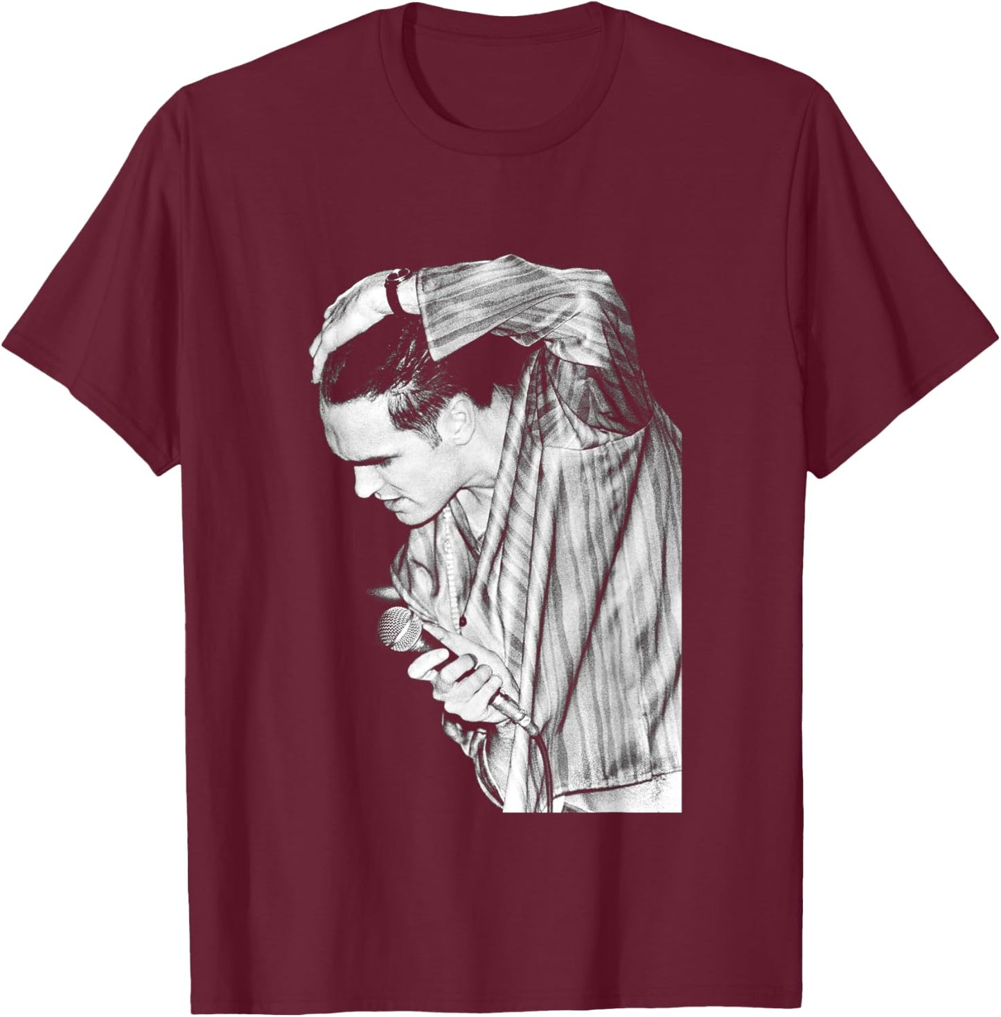 The Smiths Morrissey On Stage 1984 By Stephen Wright T-Shirt - T-Shirt | Maroon