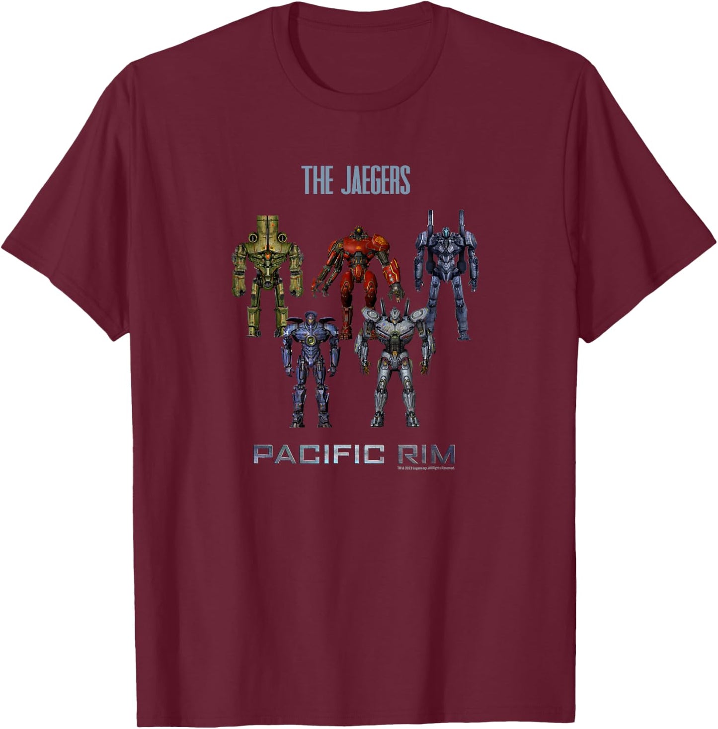 Legendary Pacific Rim Jaeger Robots - Officially Licensed , Small, Black T-Shirt - T-Shirt | Maroon