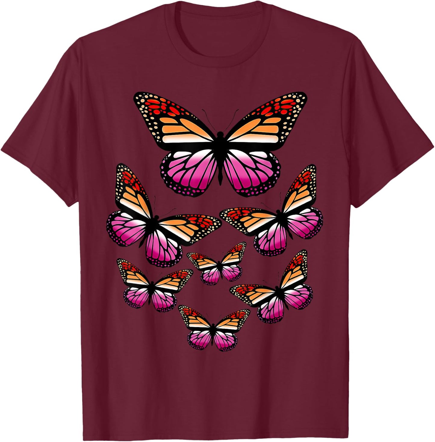 Lesbian Flag Butterfly T-Shirt - T-Shirt | Maroon
