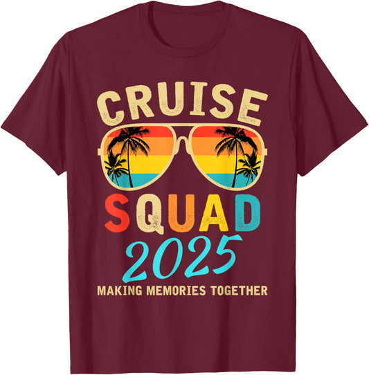 Cruise Squad 2025 Summer Vacation Matching Family Group T-Shirt - T-Shirt | Maroon