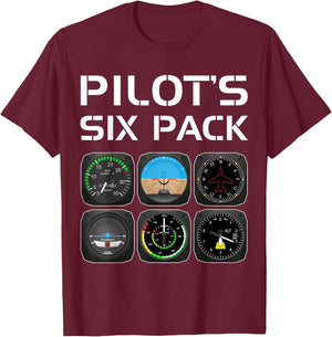 Pilot's Six Pack Funny Pilot Aviation Flying Student Teacher Women T-Shirt - T-Shirt | Maroon