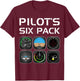 Pilot's Six Pack Funny Pilot Aviation Flying Student Teacher Women T-Shirt - T-Shirt | Maroon