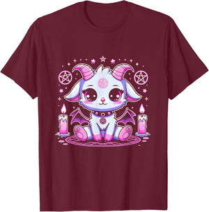 Kawaii Pastel Goth Cute Creepy Pentacle Baphomet Halloween T-Shirt - T-Shirt | Maroon