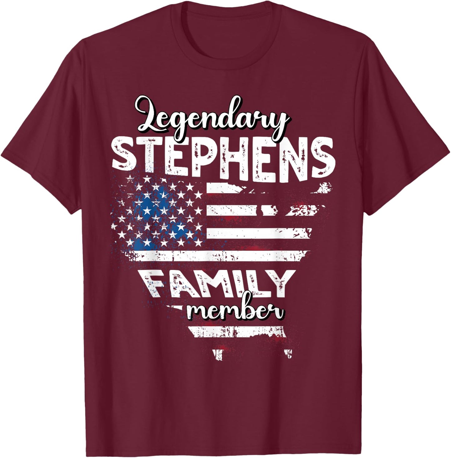 Surname Stephens US Flag Stephens Last Name Stephens T-Shirt - T-Shirt | Maroon
