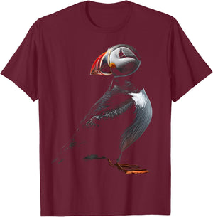 Puffin Animal Graphic Art Puffin T-Shirt - T-Shirt | Maroon