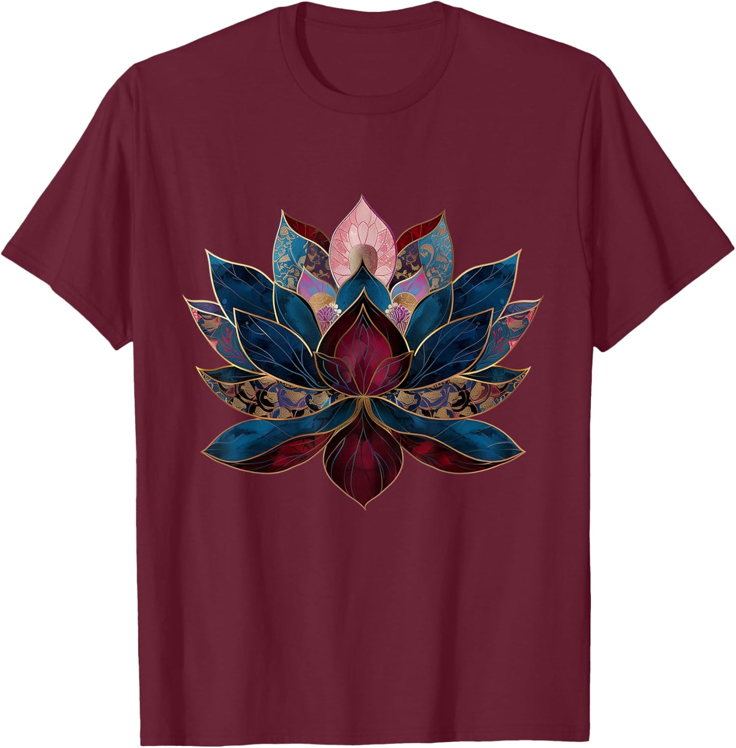 Lotus Flower Vintage Japanese Zen Buddhist Buddhism Yoga T-Shirt - T-Shirt | Maroon
