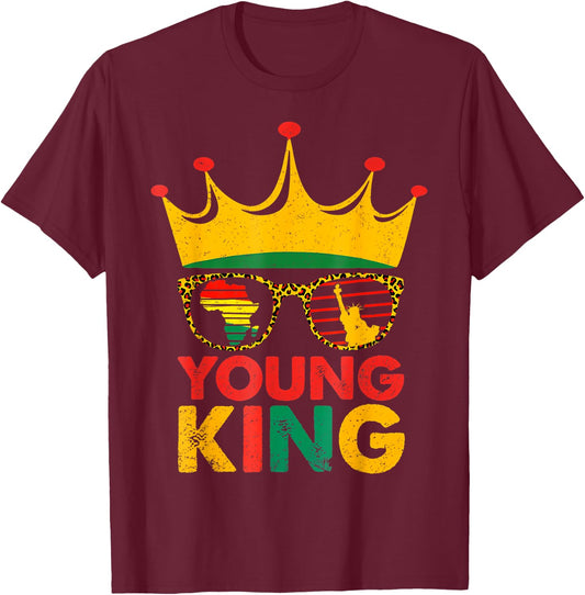 Young King Crown African American Kids Boys 1865 Juneteenth T-Shirt - T-Shirt | Maroon