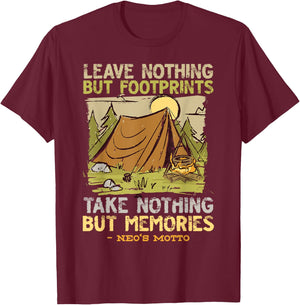 Take Nothing But Memories Neo Motto Tent Camping Hobby T-Shirt - T-Shirt | Maroon