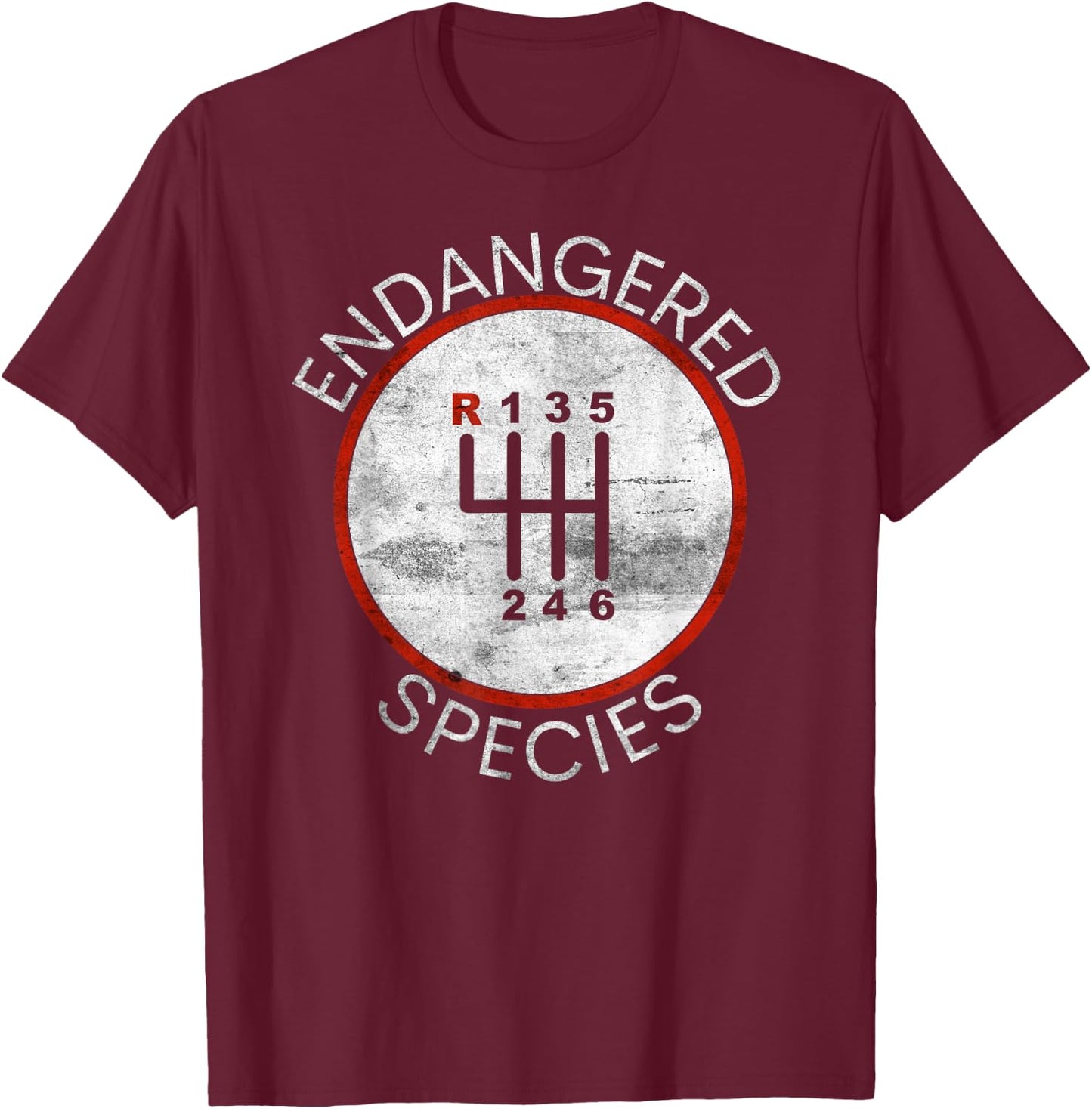 Cool Endangered Species Manual Gearbox Stick Shift 6 Speed T-Shirt - T-Shirt | Maroon