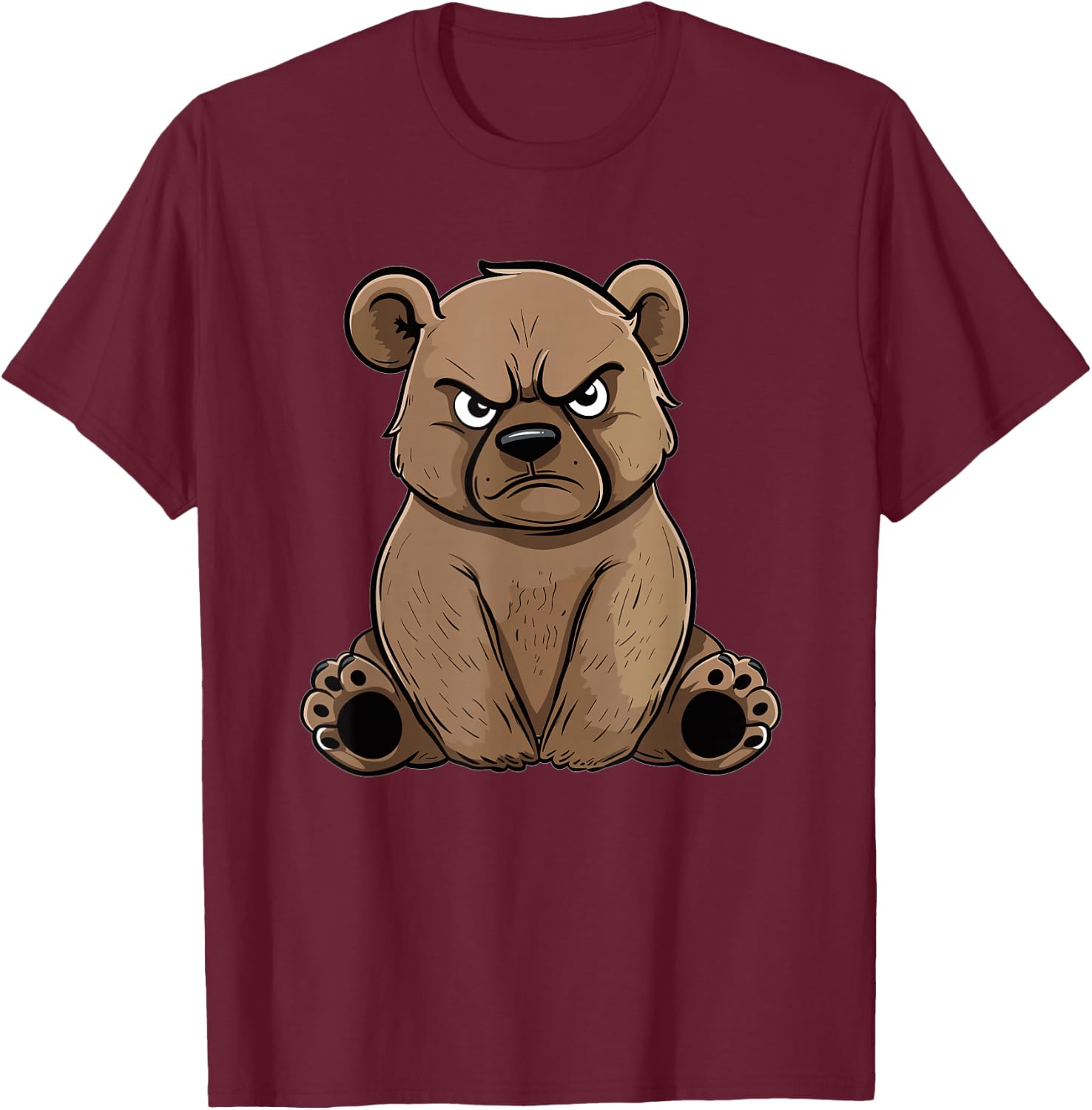 Grumpy Grizzly Bear T-Shirt - T-Shirt | Maroon