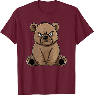 Grumpy Grizzly Bear T-Shirt - T-Shirt | Maroon