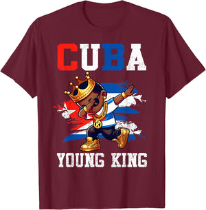 Cuba Young King Cuban Boy African Proud Cuban Flag T-Shirt - T-Shirt | Maroon
