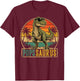 POPS Saurus Vintage T-Rex Dinosaur Fathers Day T-Shirt - T-Shirt | Maroon