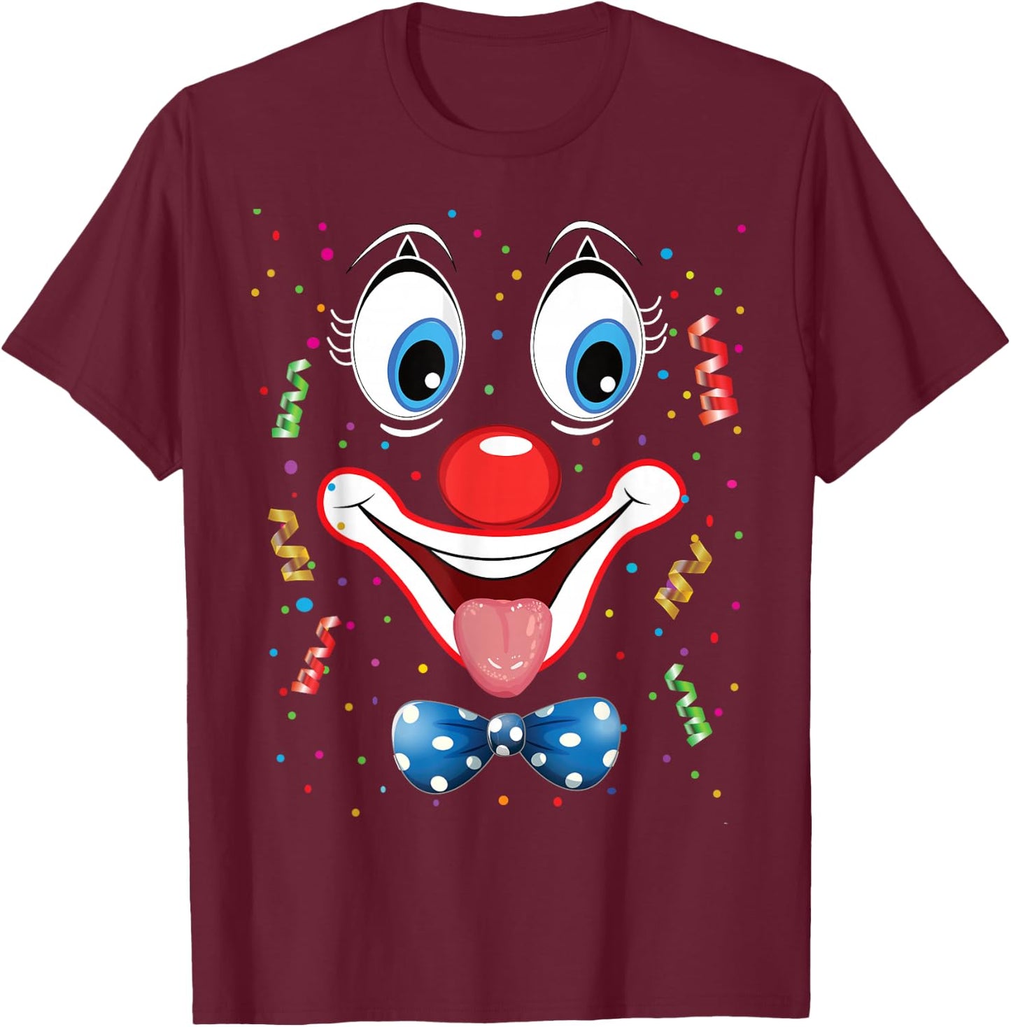 Carnival Clown Face Circus Costume Kids Men Women Carnivals T-Shirt - T-Shirt | Maroon