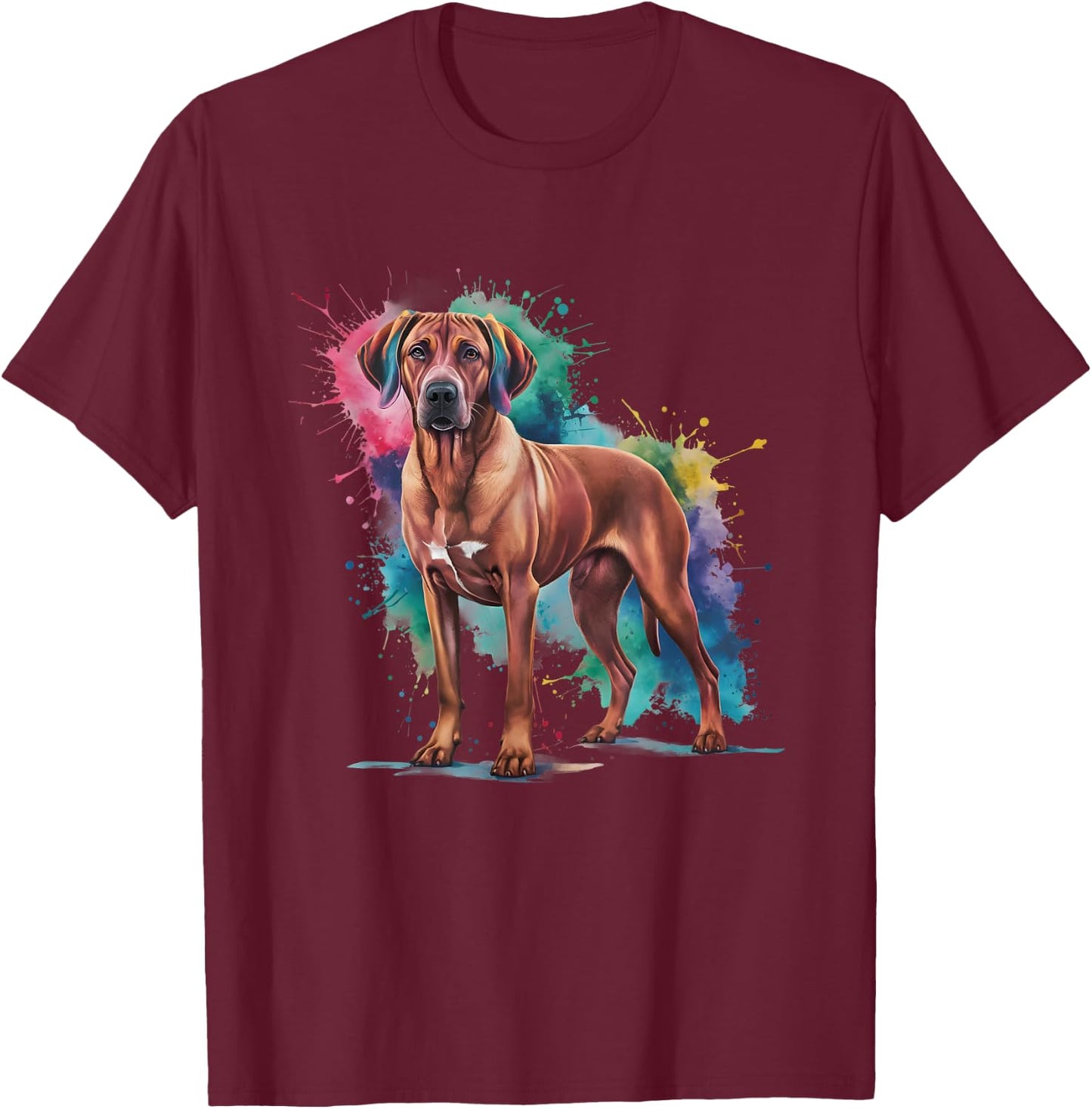 Men Woman Colorful Watercolor Rhodesian Ridgeback T-Shirt - T-Shirt | Maroon
