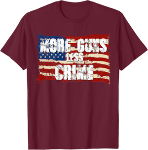 More Guns Less Crime Shirt Pro Gun USA American Flag Patriot Men T-Shirt - T-Shirt | Maroon
